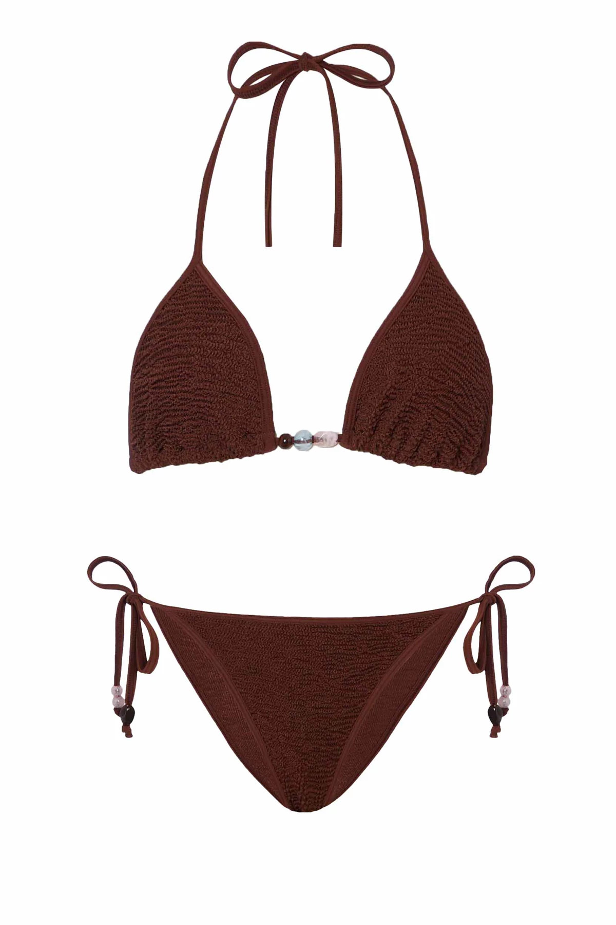 METALLIC CHOCOLATE Gina Crinkle Beaded Bikini Set image number 3