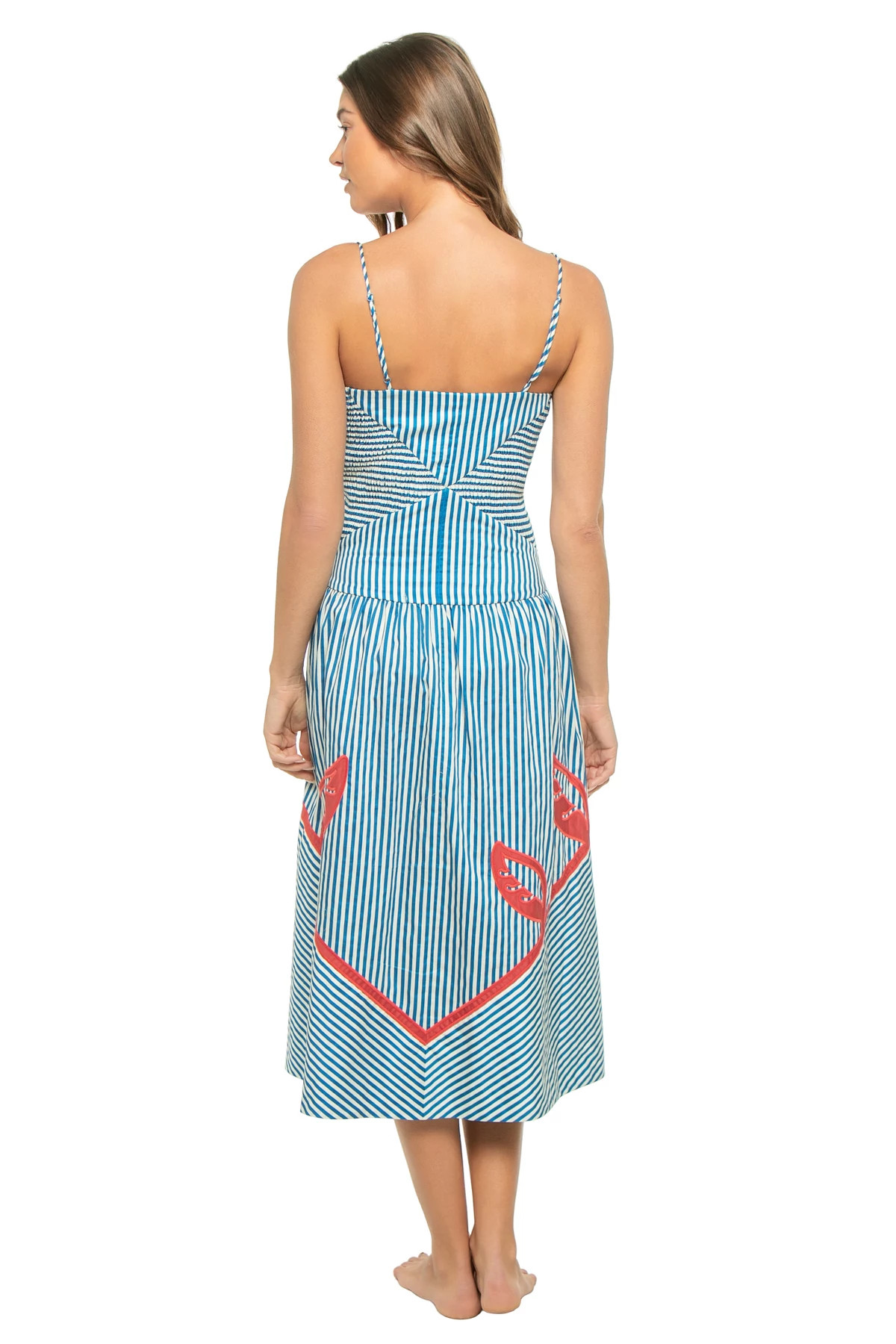 SKY STRIPES BLUE Sky Stripes Cotton Midi Dress image number 2