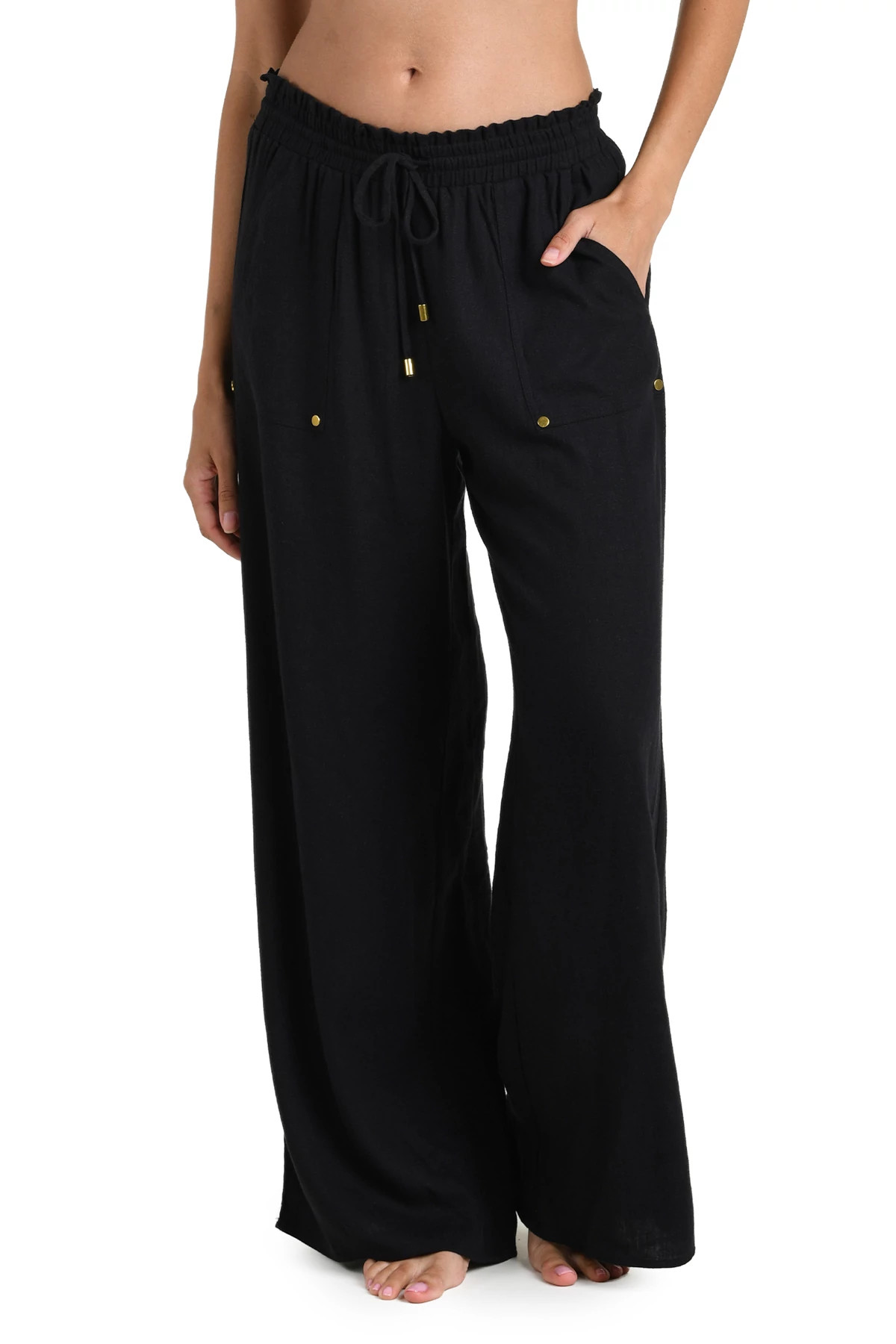 BLACK Palazzo Cover-Up Pants image number 1