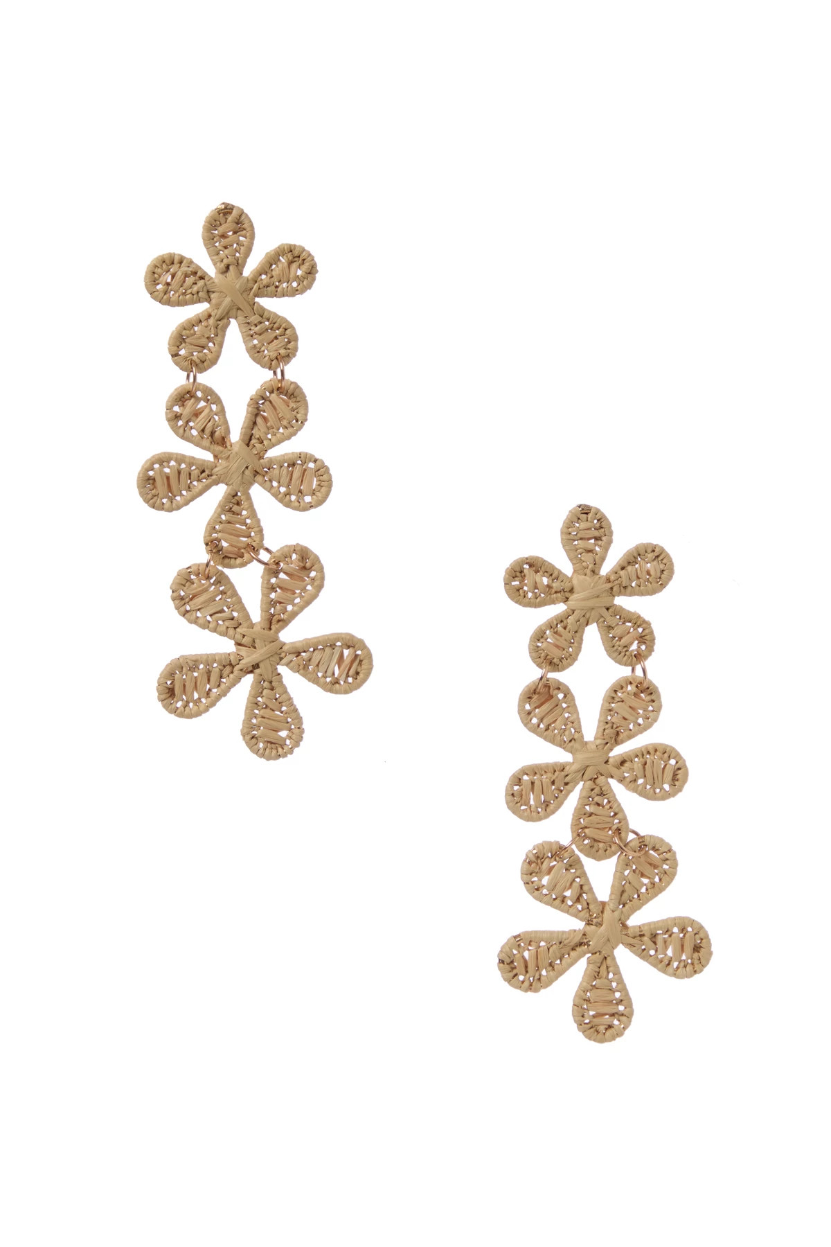 NATURAL Crochet Flower Drop Earrings image number 1