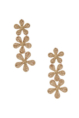 NATURAL Crochet Flower Drop Earrings