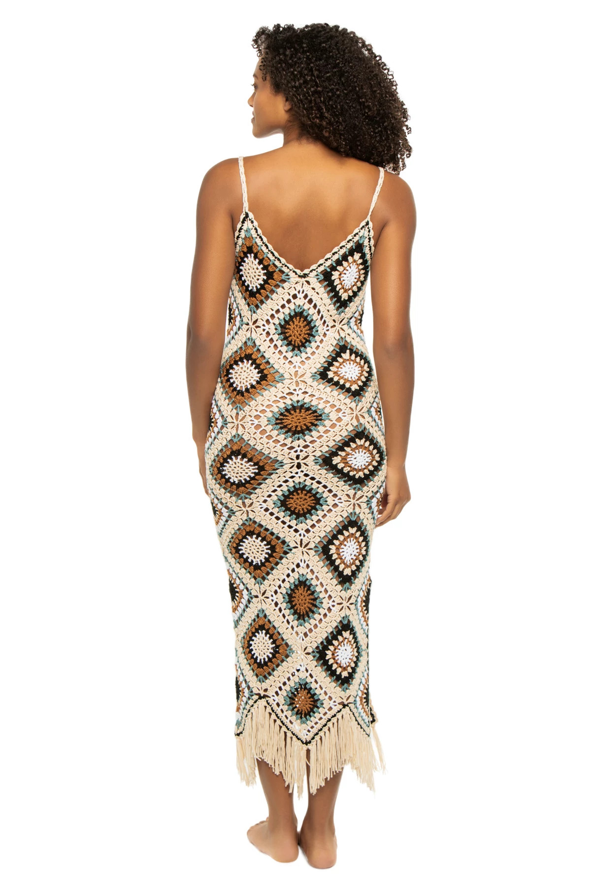 NATURAL MULTI Diamond Crochet Midi Dress image number 2