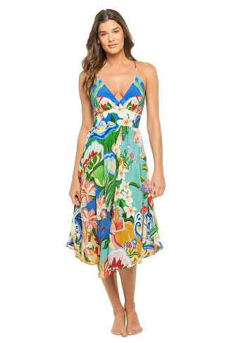 GARDEN OF LIFE MULTICOLOR Garden Of Life Plunge Midi Dress