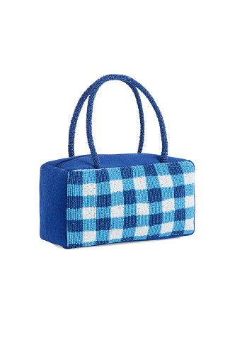 BLUE Beaded Fish Gingham Mini Tote