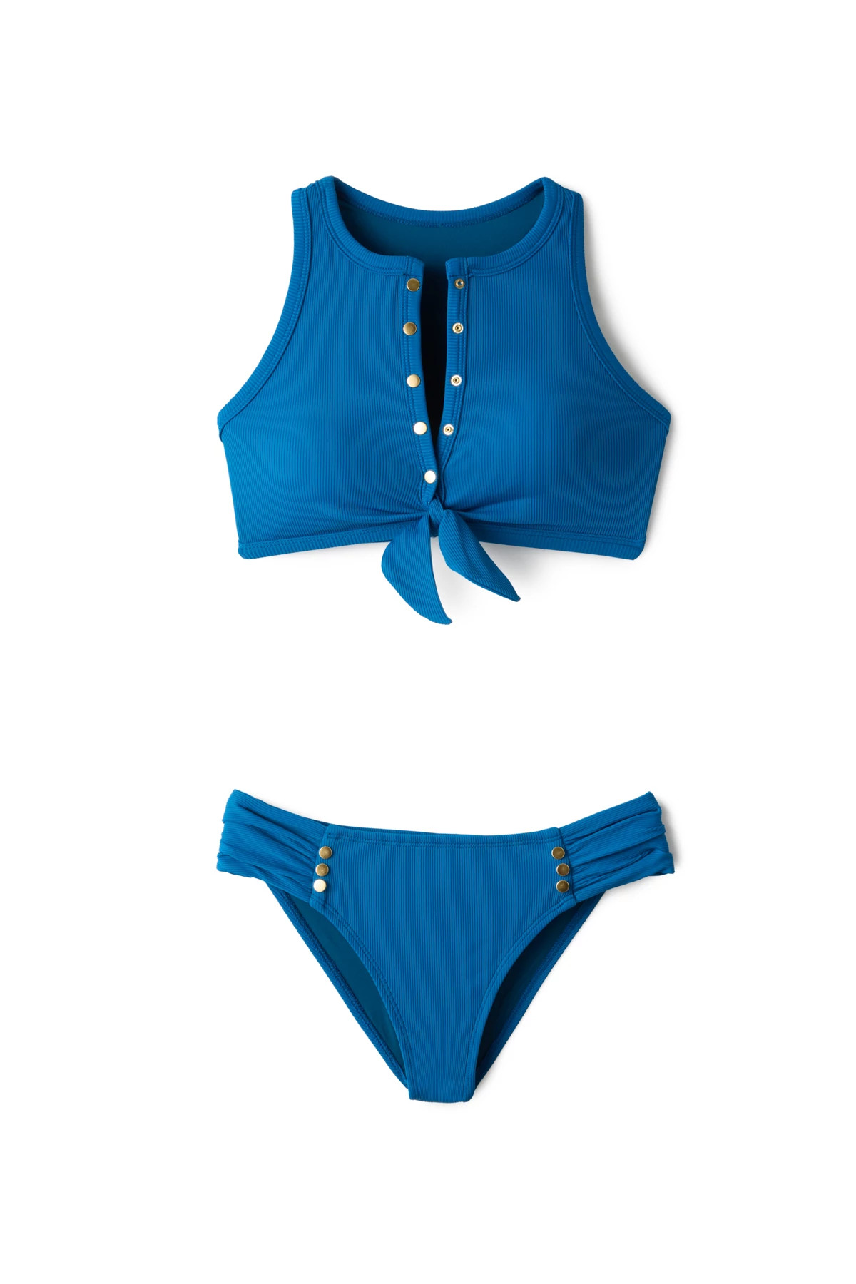 DELPHINUM Amy Ribbed Tab Side Hipster Bikini Bottom image number 4