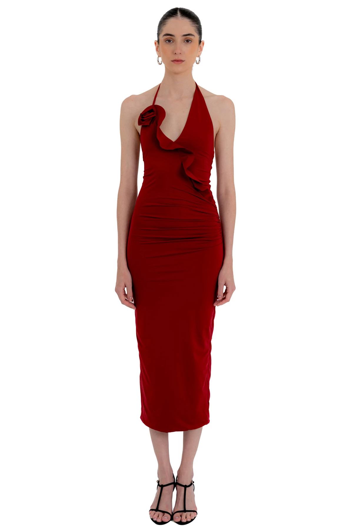 CARMESI Coralina Rosette Halter Midi Dress image number 1