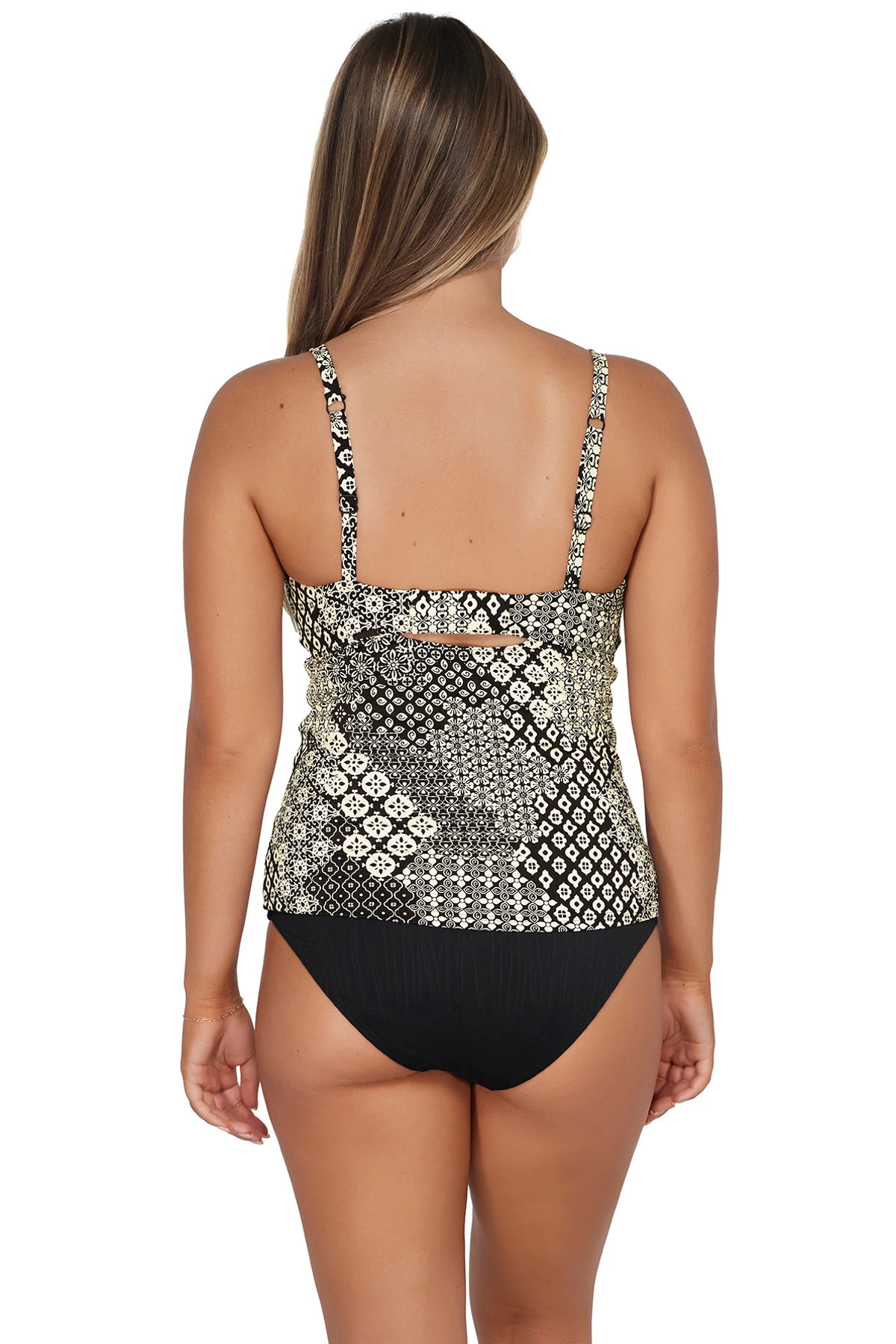 VENICE SEAGRASS TEXTURE Zuri V-Wire Tankini Top (D+ Cup) image number 3