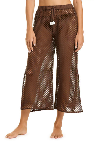 ROCKPOOL Open Knit Wide Leg Side Slit Pant
