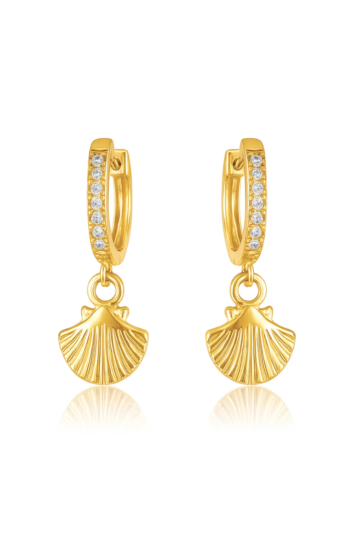GOLD Citara Huggie Hoop Shell Earrings image number 1
