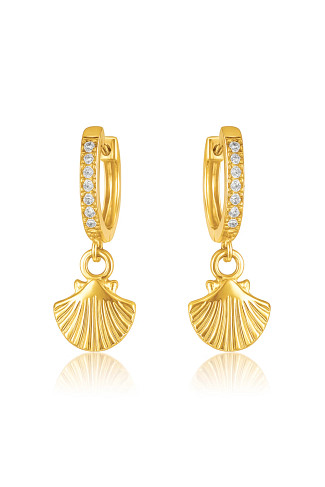 GOLD Citara Huggie Hoop Shell Earrings