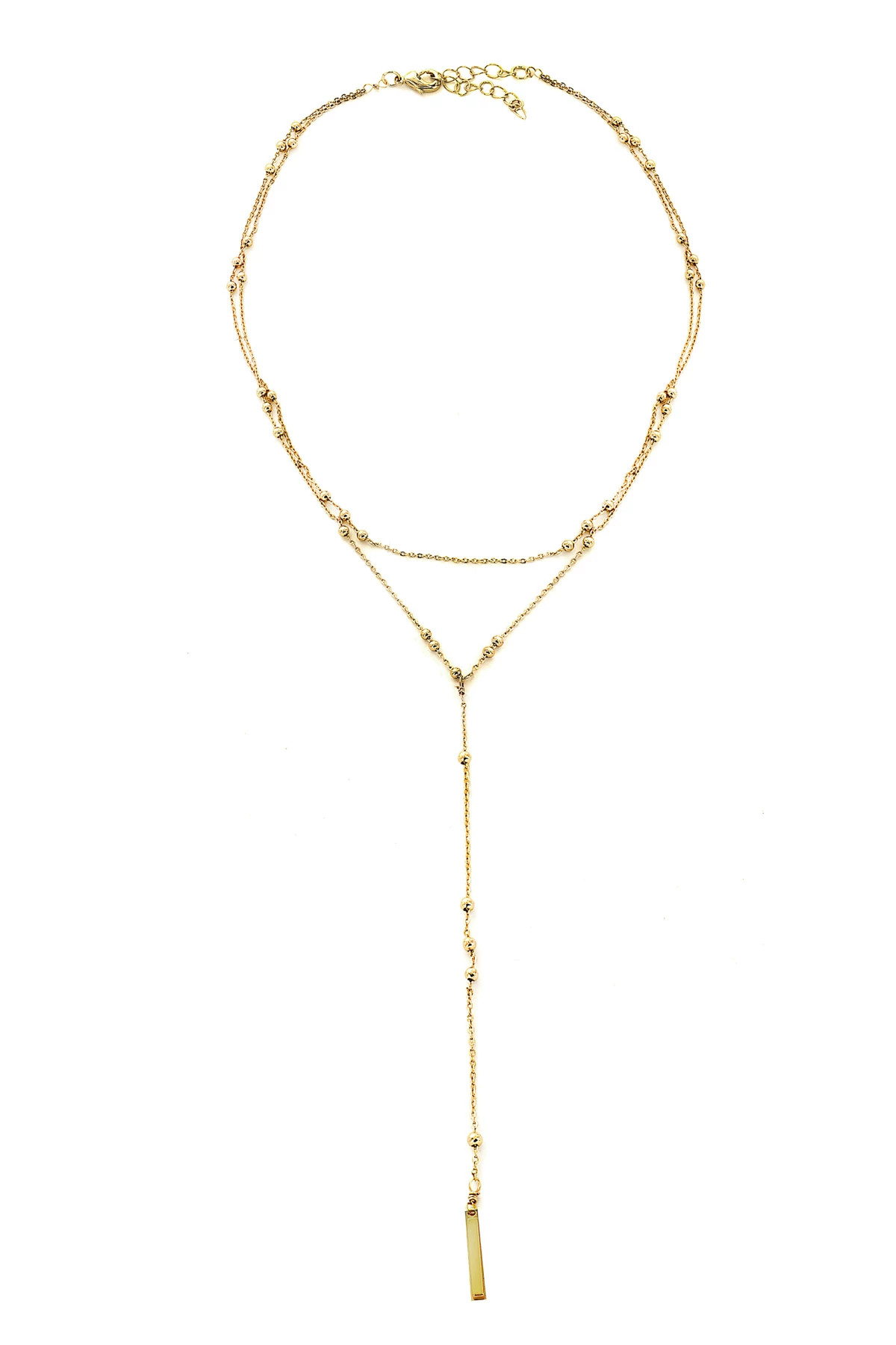 GOLD Lariat Layered Chain Necklace image number 1