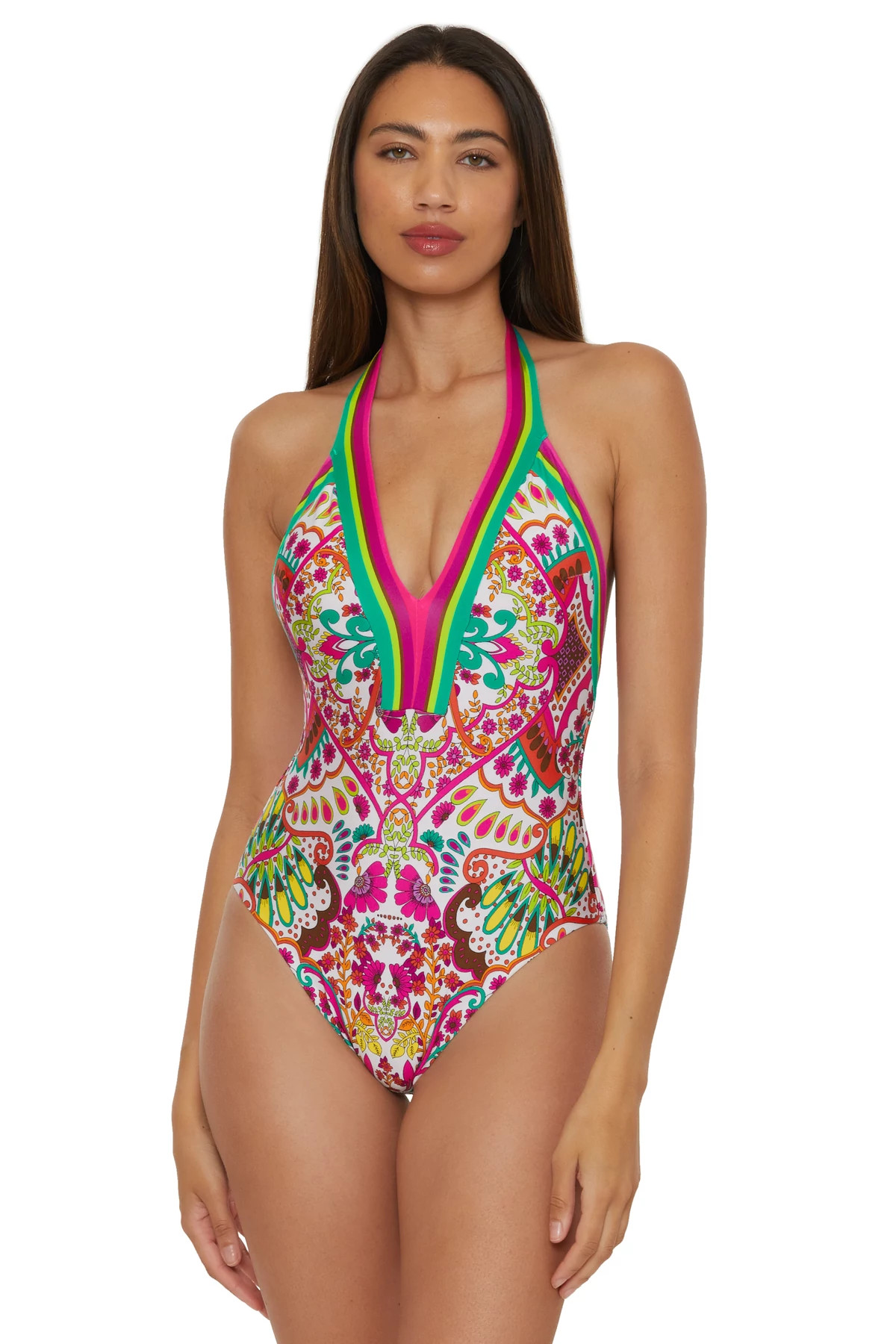 MULTI Hawaiian Garden One Piece Swimsuit image number 1