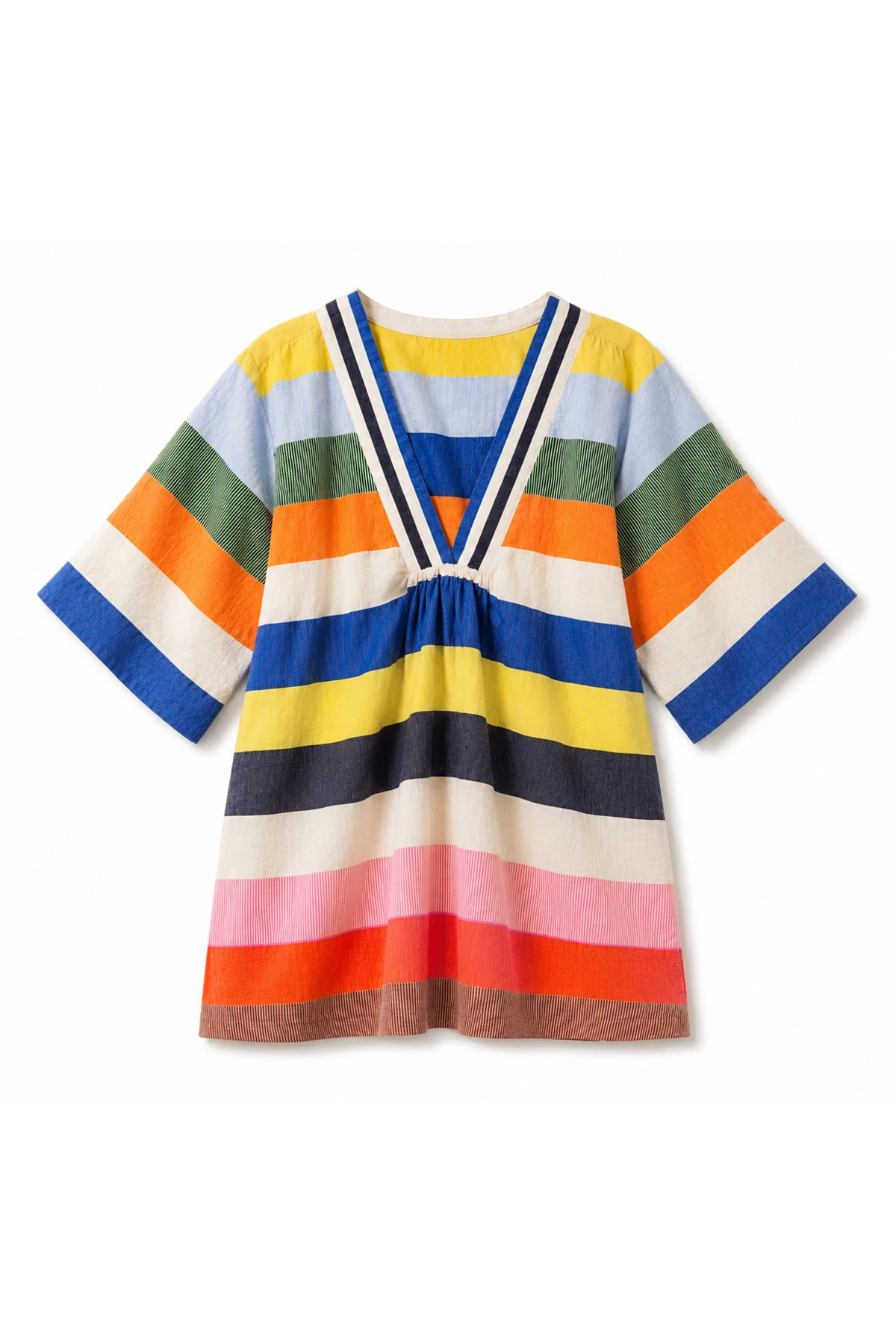 PARITI FIESTA Belkis Stripe Plunge Mini Caftan image number 5