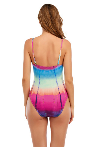 MULTI Tie-Dye Over The Shoulder One Piece Swimsuit