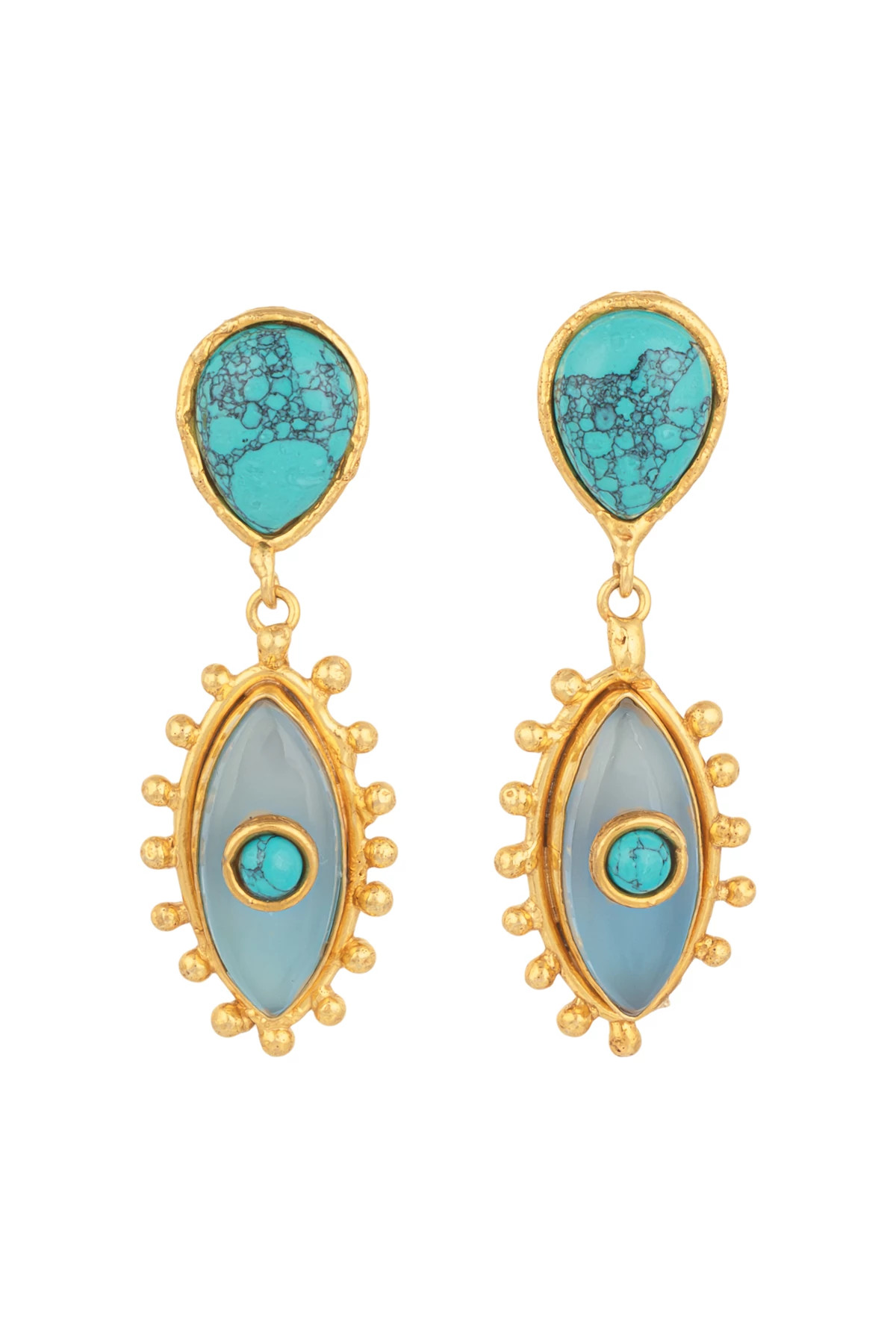 CALCEDOINE/TURQUOISE Third Eye Drop Earrings image number 1