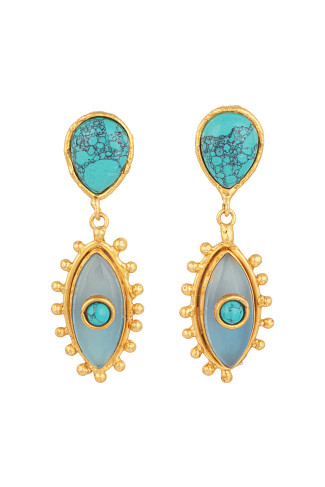 CALCEDOINE/TURQUOISE Third Eye Drop Earrings