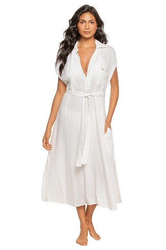 WHITE Rory Cotton Collared Midi Dress