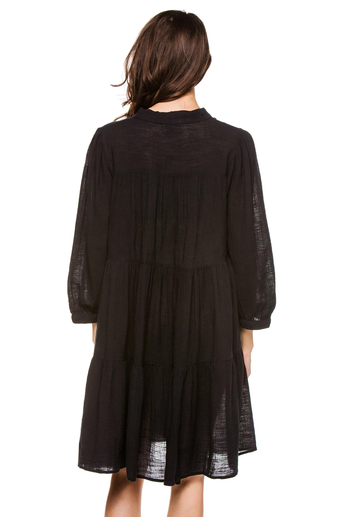 BLACK Button Front Dress image number 2