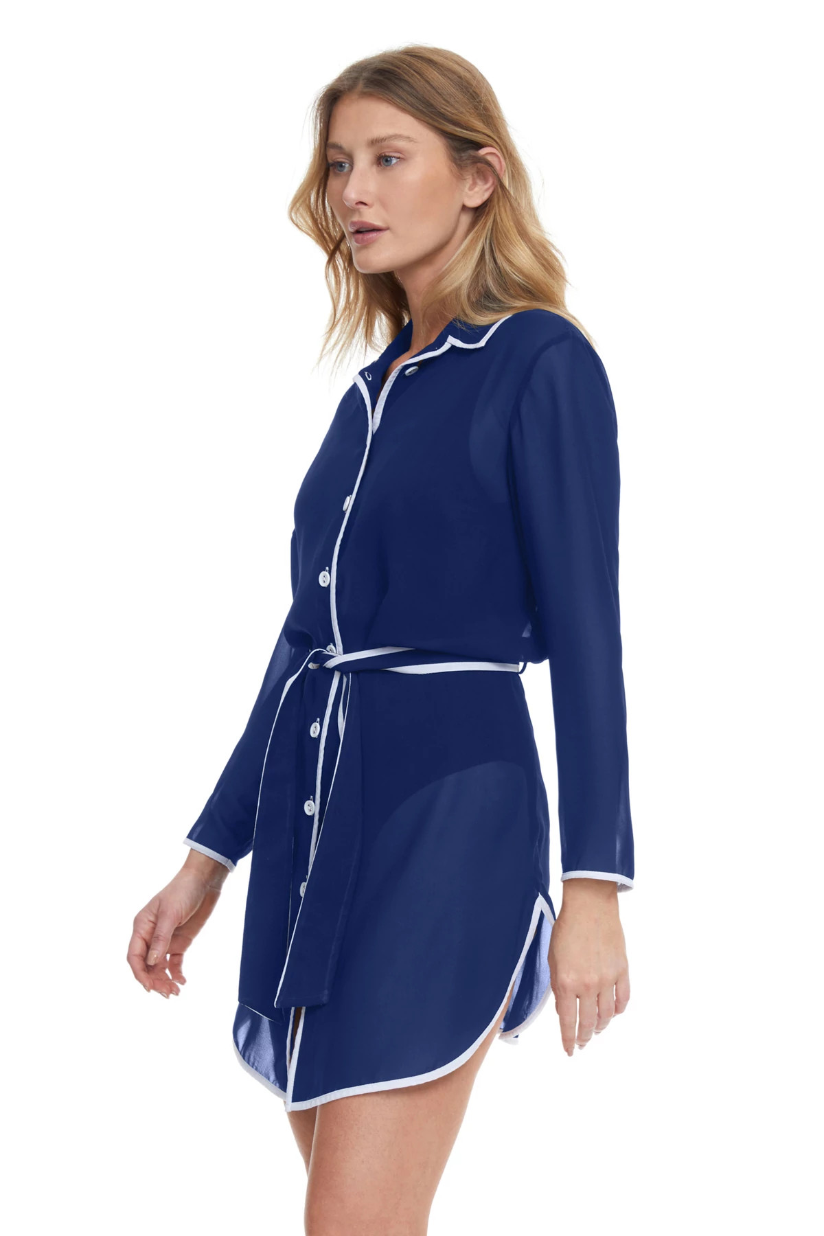 NAVY/WHITE Long Beach Belted Tunic image number 3