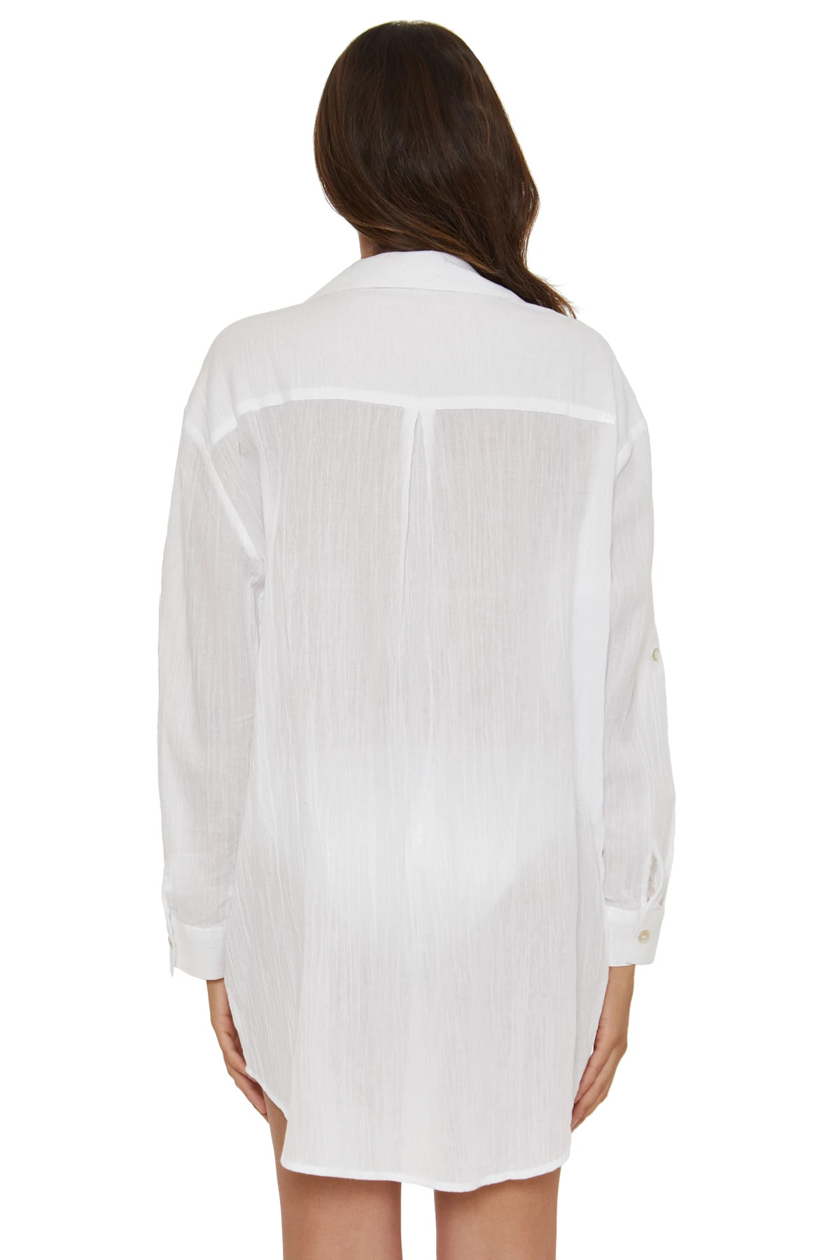 WHITE Gauzy Shirt Dress image number 3