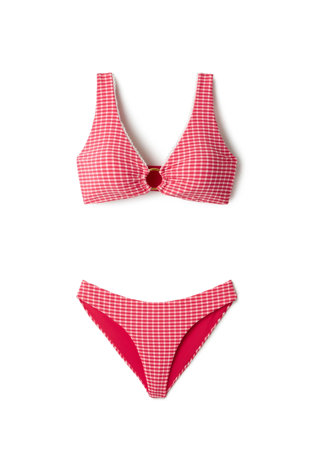 CHERRY GINGHAM Bonaire Gingham Bralette Bikini Top image number 4