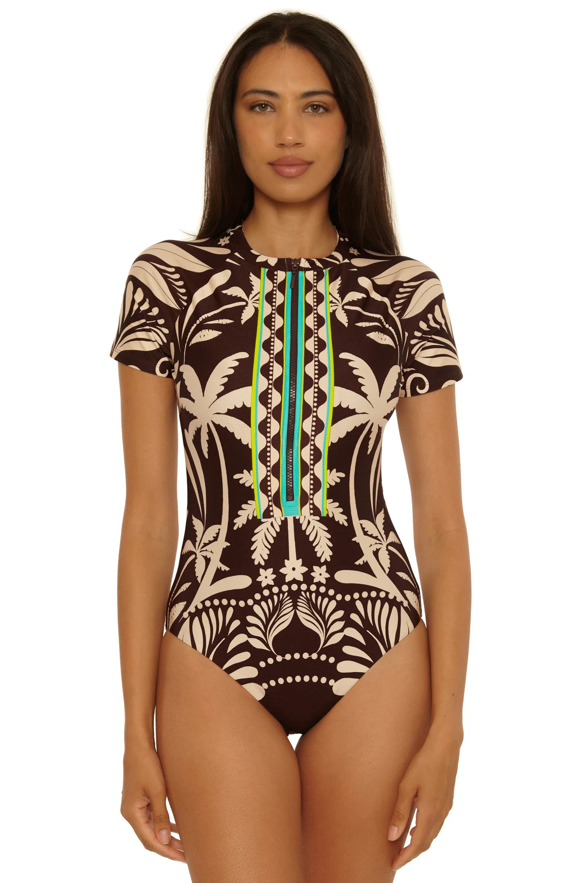 MULTI Syros Tropical Print Zip Up Paddle Suit image number 1
