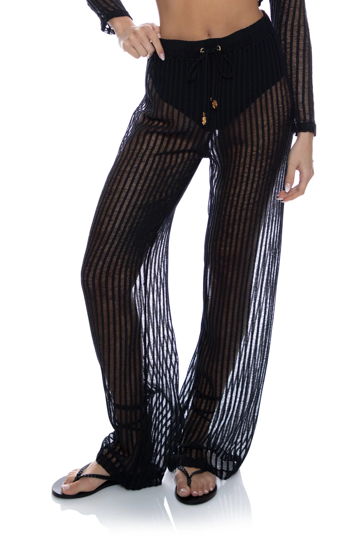 BLACK Drawstring Pants image number 1