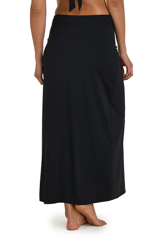 BLACK Island Goddess Shirred Midi Skirt