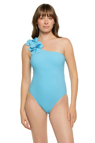 PALE BLUE Tess Asymmetrical One Piece Swimsuit
