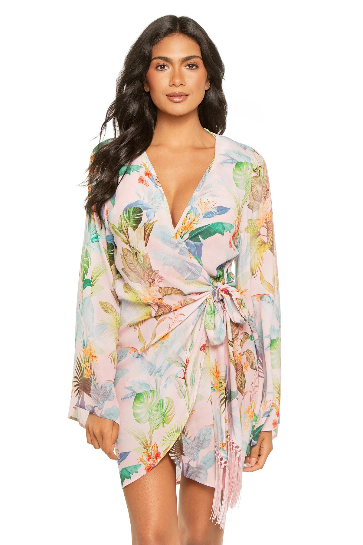MULTI Komina Tropical Print Kimono Cover Up image number 1