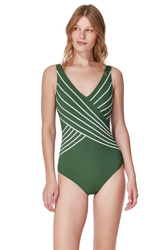 OLIVE V-Neck Surplice One Piece Swimsuit