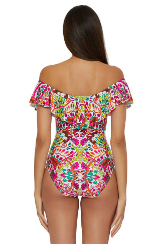 MULTI Off The Shoulder Ruffle One Piece Swimsuit