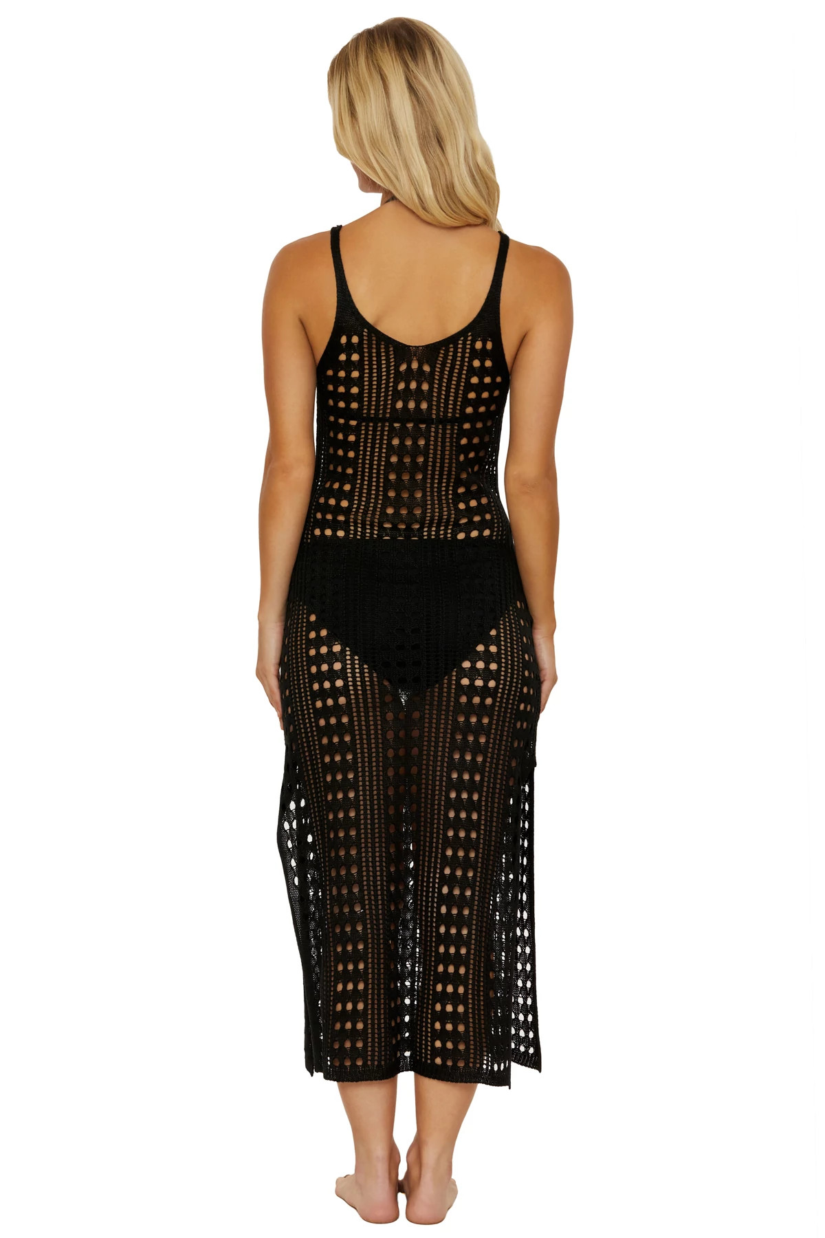 BLACK Crochet Midi Cover Dress image number 2