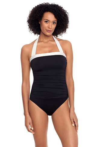 BLACK Bandeau Halter One Piece Swimsuit