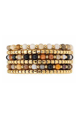 MULTI Multicolor Bead Stacking Bracelet Set