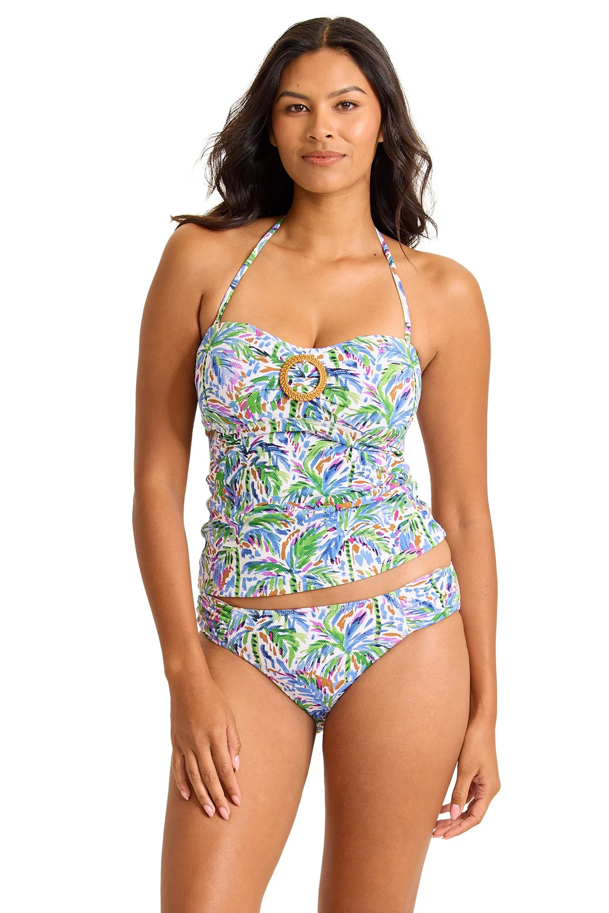 FOUR LEAF CLOVER Poolside Palms Bandeau Tankini Top image number 1