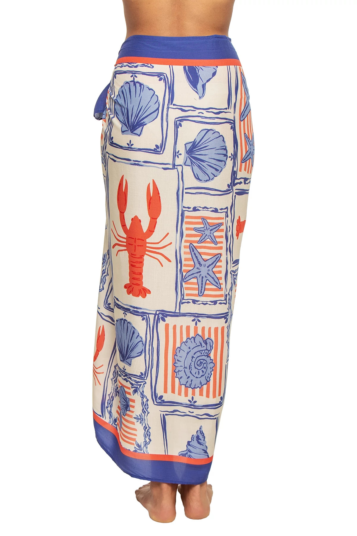 SALTWATER TREASURES Isola Sea Life Tile Print Sarong image number 2