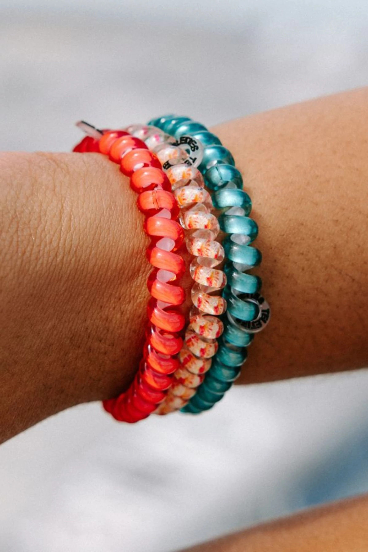 MULTI Coral Craze 3-Pack Hair Ties image number 3