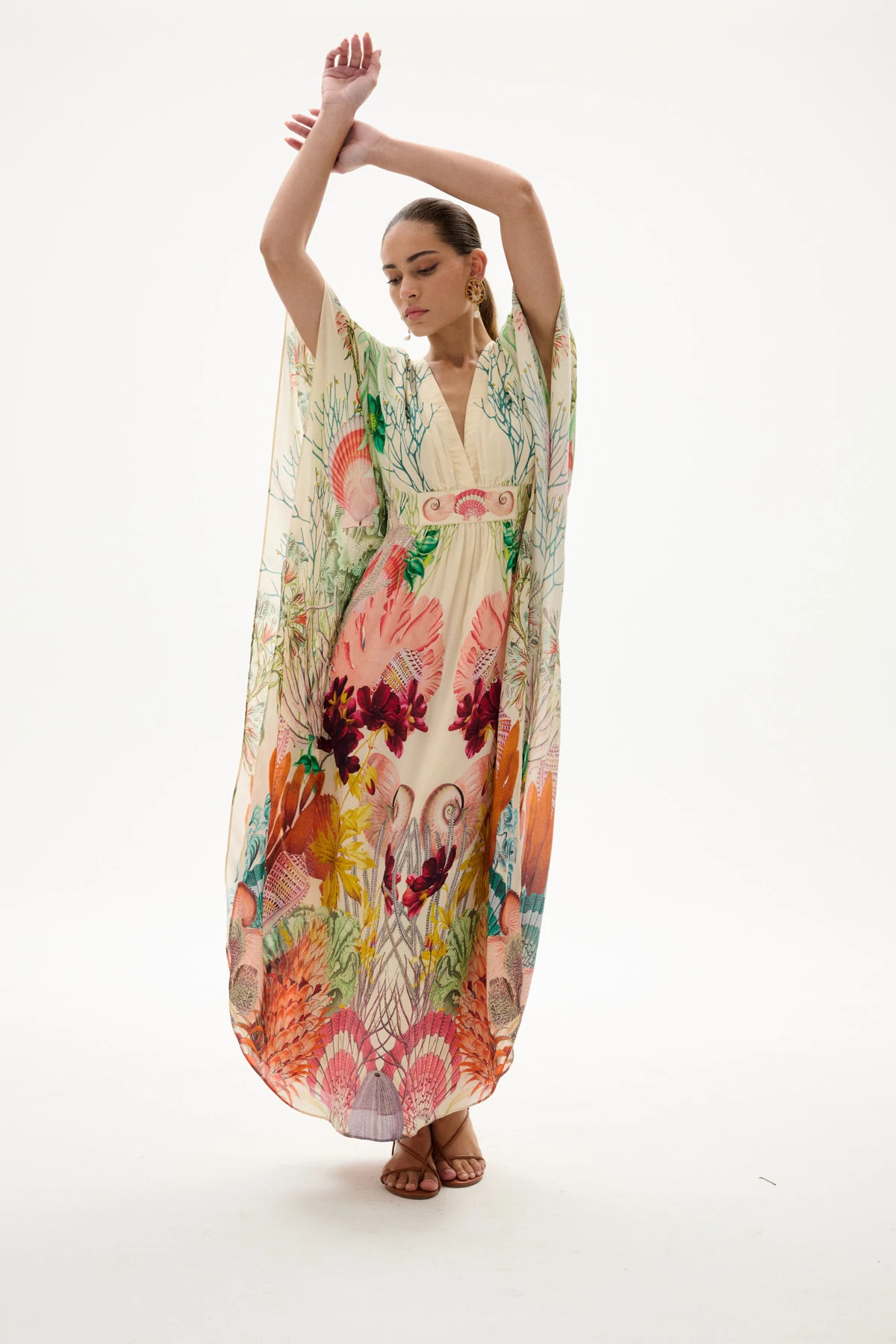 SEA ELEMENTS Taiel Floral Print Caftan Maxi Dress image number 4