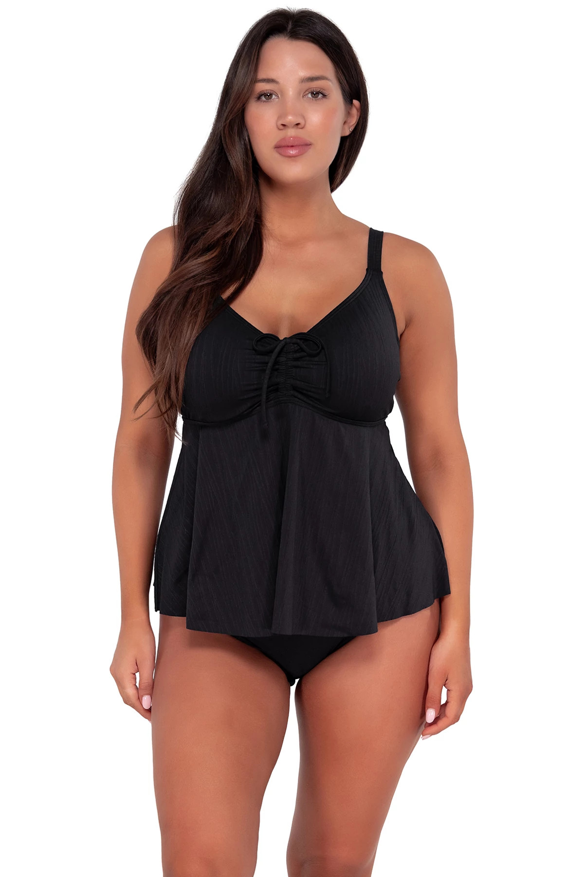 BLACK SEAGRASS TEXTURE Marin Tankini Top image number 1