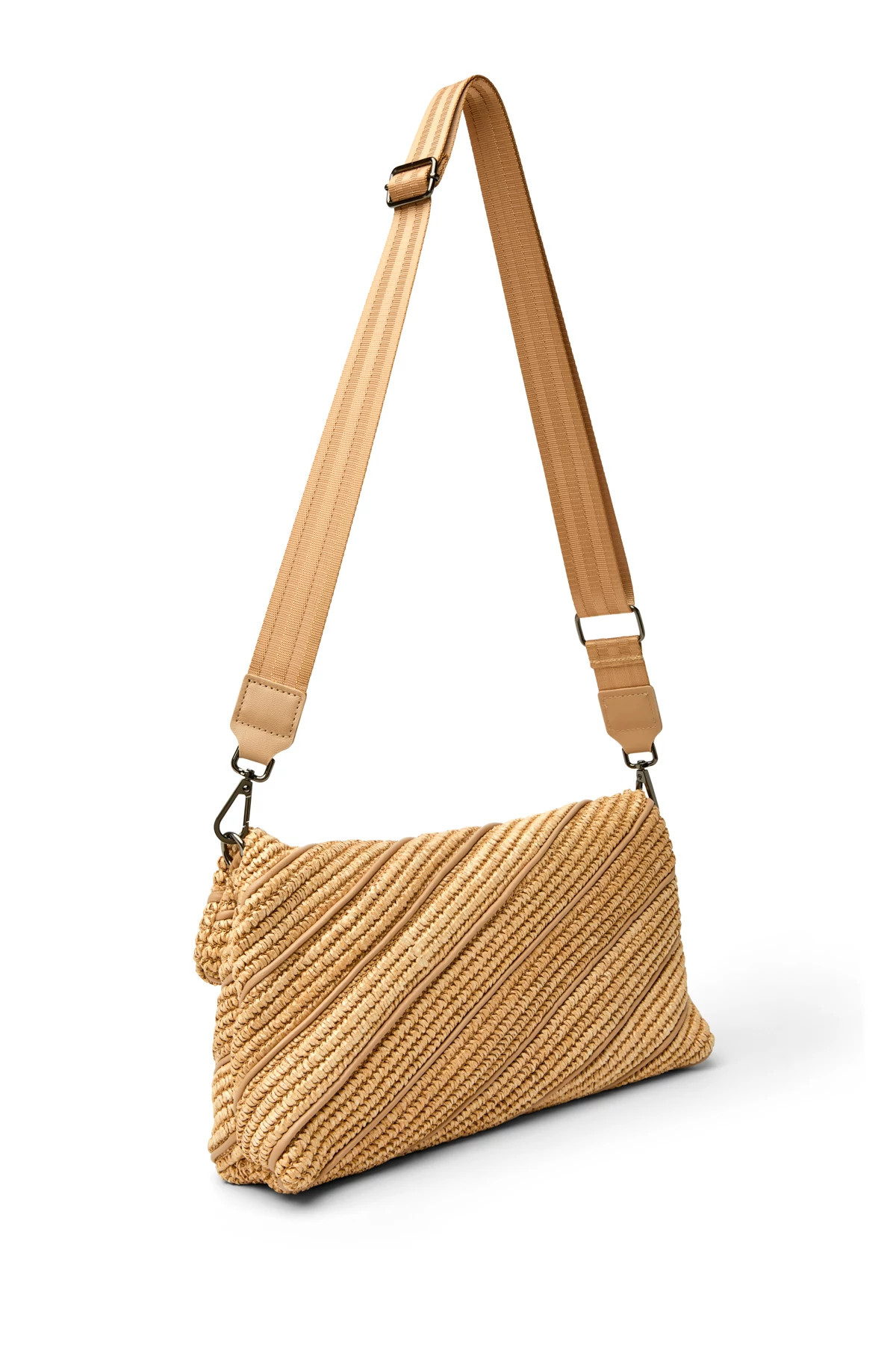 BEIGE/BEIGE WEB Embrace Raffia Fold-Over Clutch image number 3