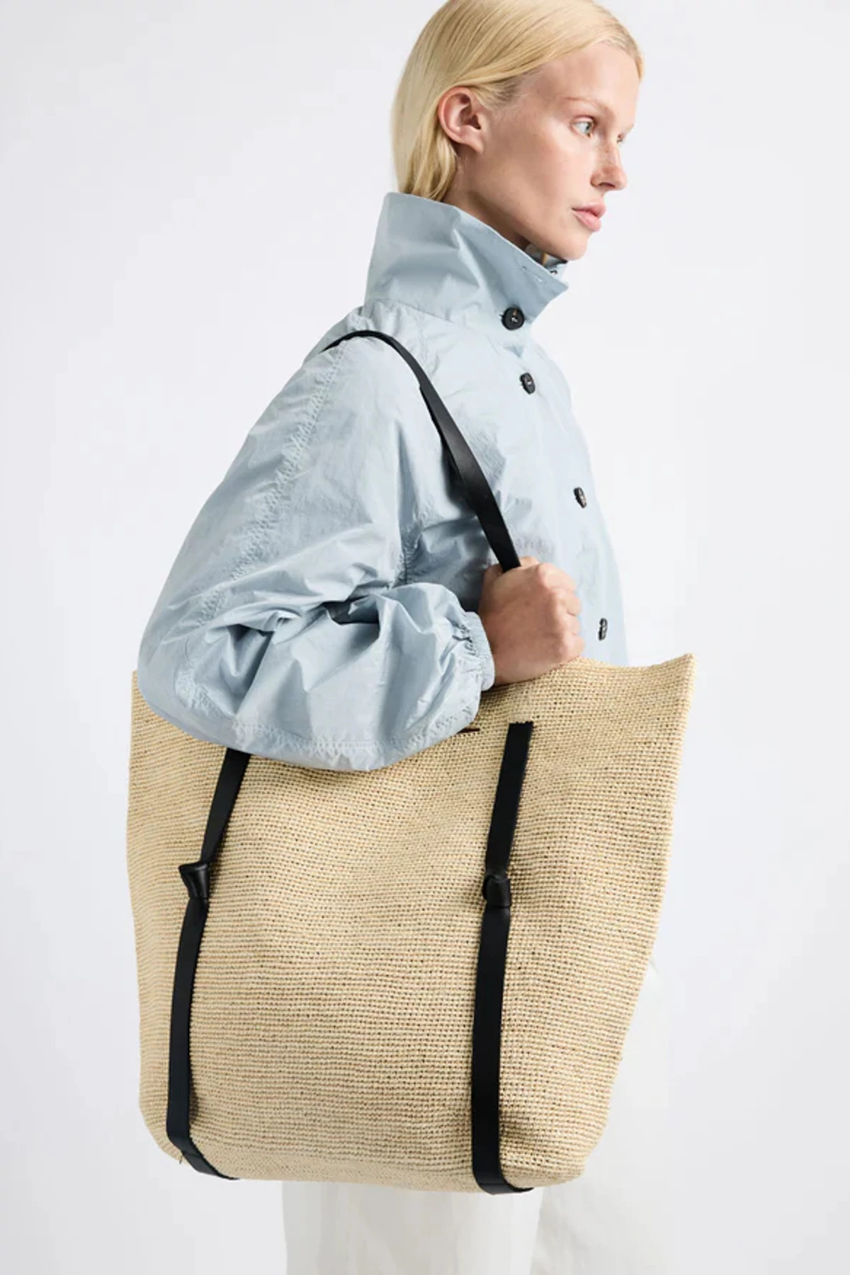 NATURAL Tanner Raffia Straw Hat-Strap Tote image number 3