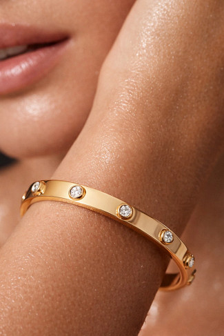 GOLD Nell Cubic Zirconia Bangle Bracelet