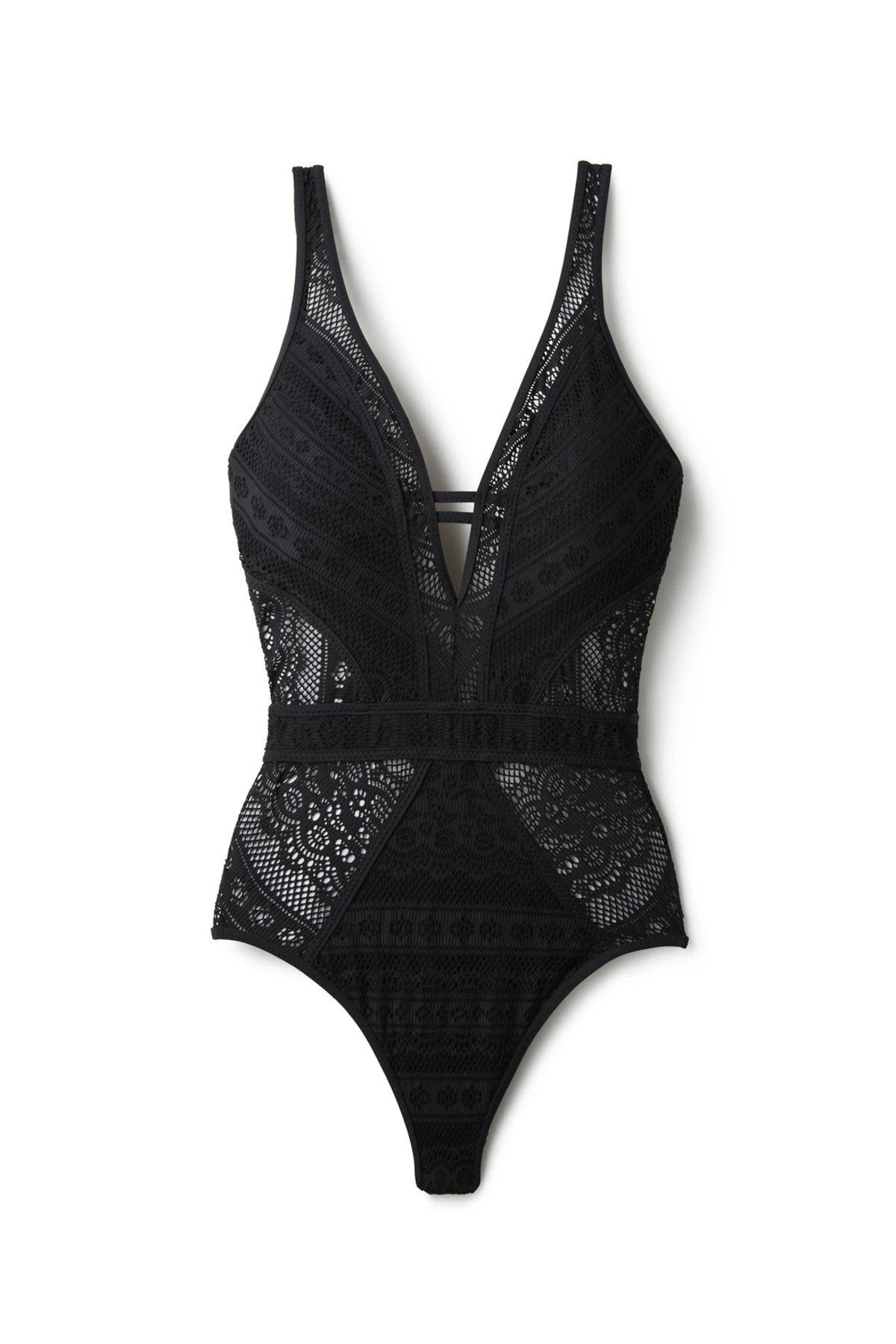 BLACK Show & Tell Plunge One Piece Swimsuit image number 4