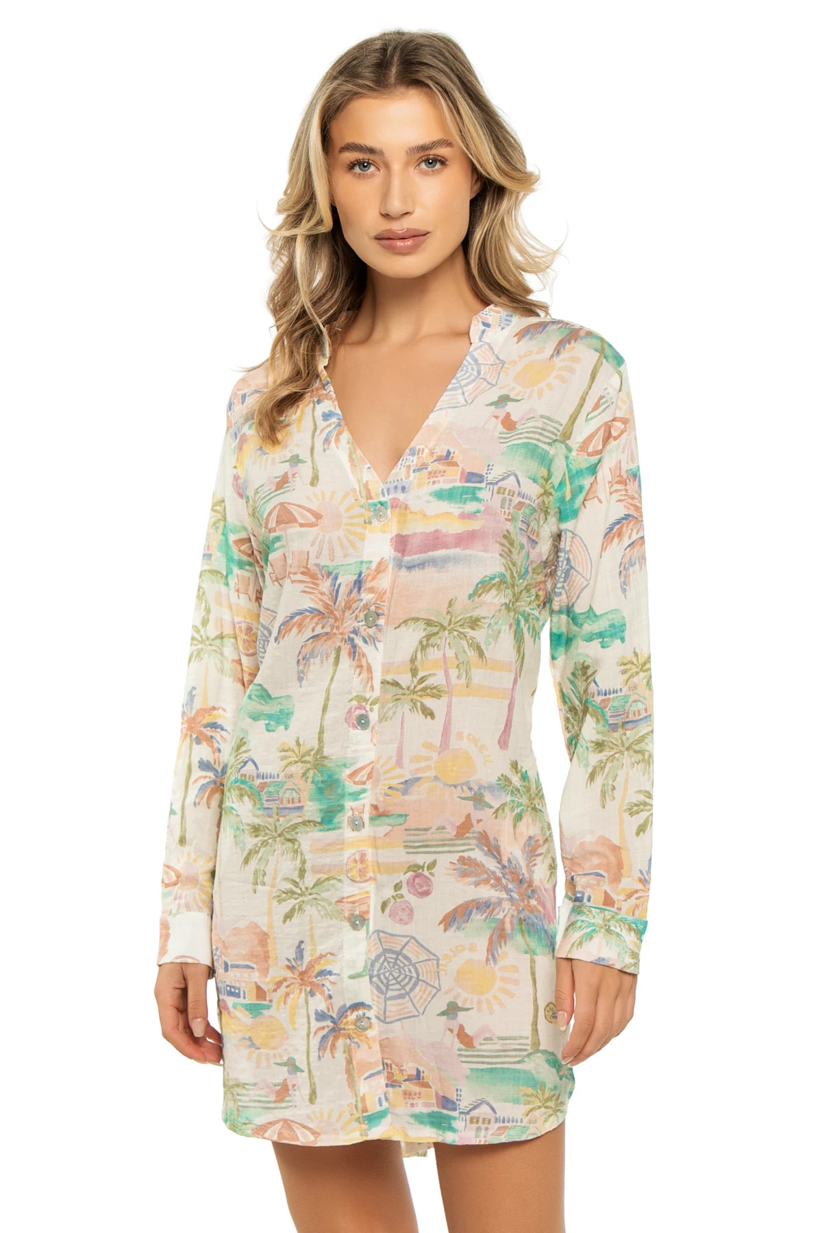 PASTEL MULTI Porto Shirt Dress image number 1