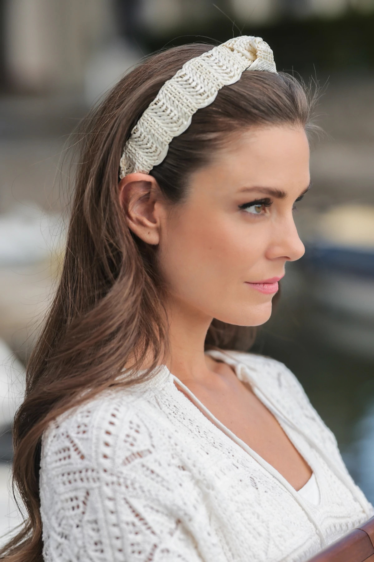 WHITE Knotted Woven Headband image number 2