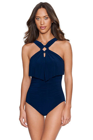 NAVY Square Cut Liza High Neck One Piece Swimsuit