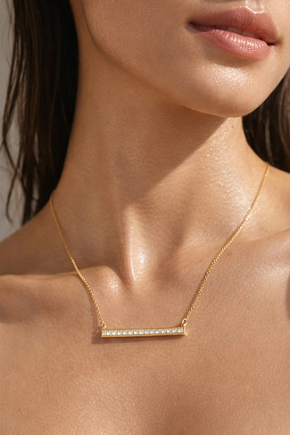 GOLD Lorenza Cubic Zirconia Bar Necklace