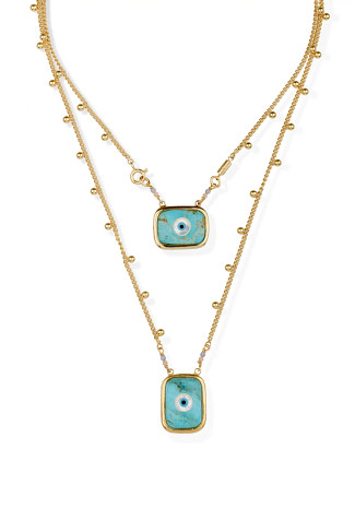 081 BLUE Totem Enamel Scapulaire Necklace