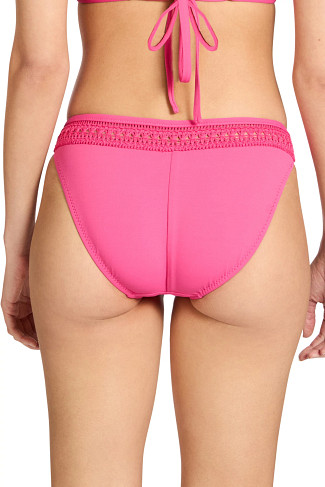 STRAWBERRY Crochet Trim Loop Tie Bikini Bottom